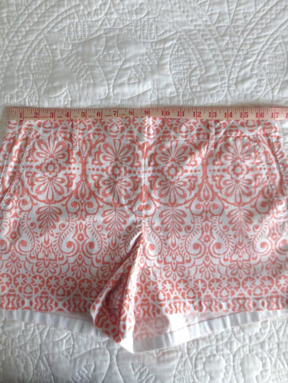 Boho Chic Coral & White Cotton Shorts - Picture 5 of 8